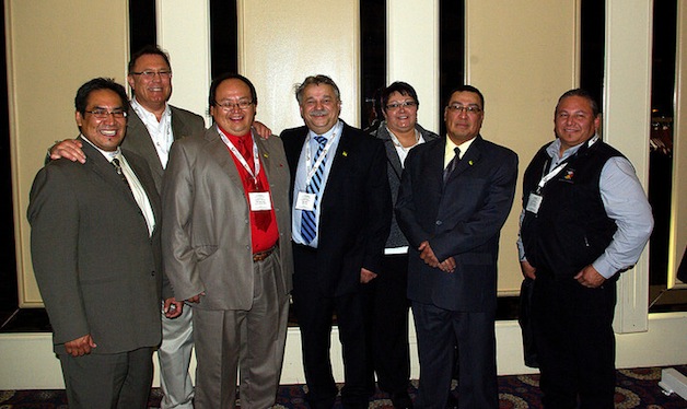 Stan Szary (c) at early meeting with Saskatchewan First Nations leaders.