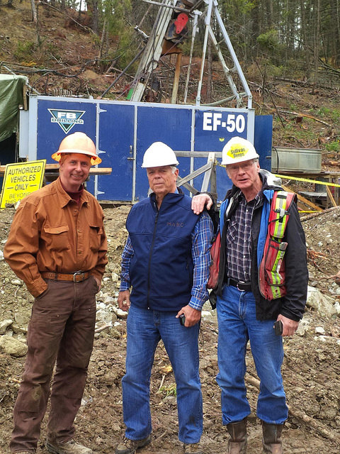 Farren Billey (FB Drilling contractor from Cranbrook), Ian Smith (SFM chair), Paul Ransom (Sully project manager)