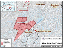 A map shows the West McArthur area in the Athabasca Basin.