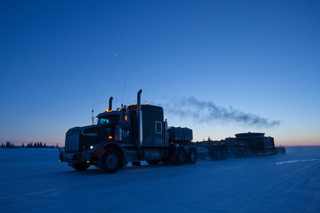 Road deliveries to the mine's remote northern location require safe ice roads.