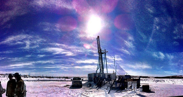 The West McArthur drill site is covered in snow.
