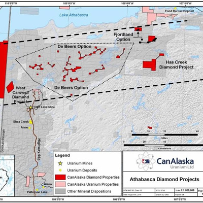 Map of the Athabasca Diamond Projects. 
