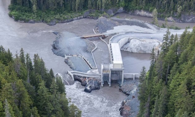 Aerial view of the Northwest British Columbia Hydro Electric facilities. 