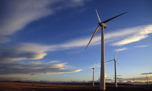 A view of wind turbines