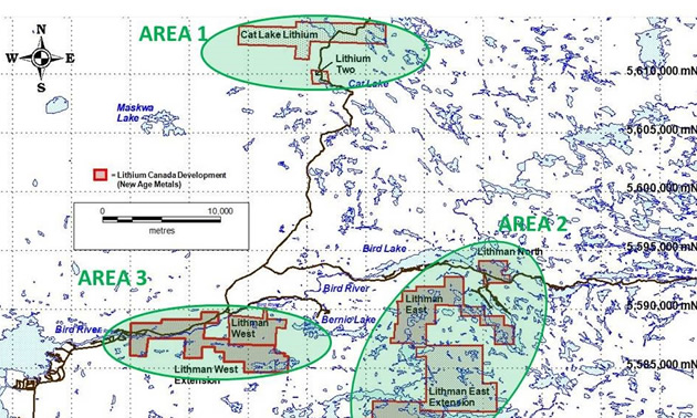 Project areas under new Exploration Agreement with the Sagkeeng Nation.