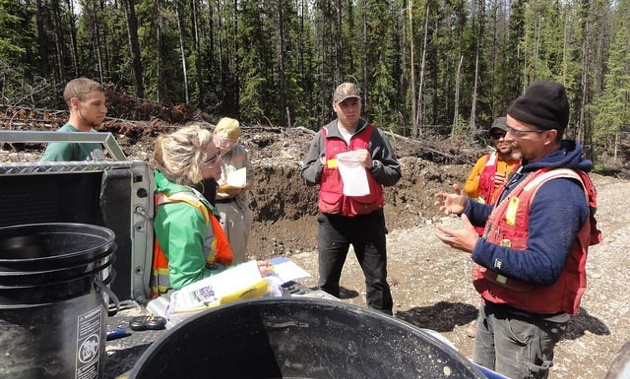 A sampling crew receives training before taking part in Geoscience BC's TREK (Targeting Resources through Exploration and Knowledge) Project last summer.