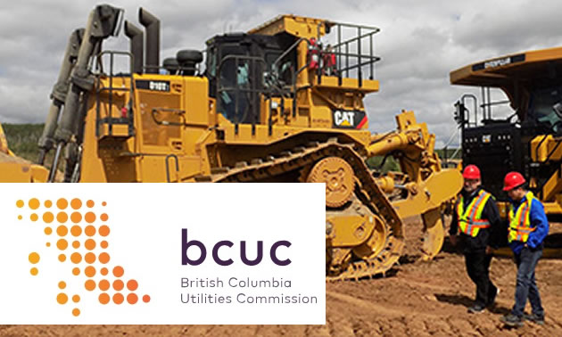 Picture of construction equipment and logo of BCUC. 