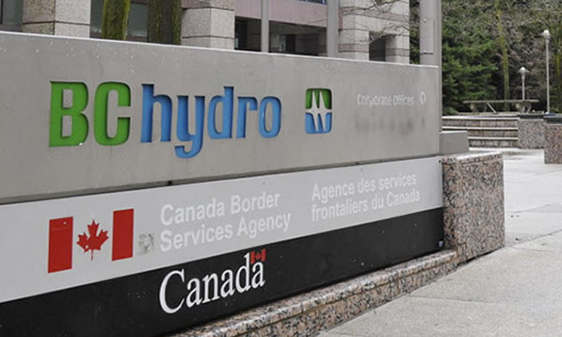 BC Hydro sign outside of office. 