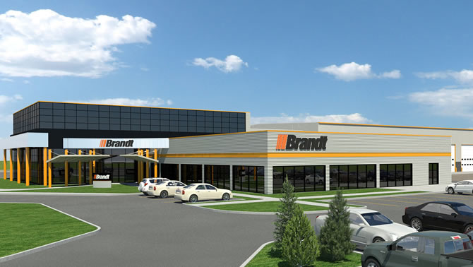 Artist's rendition of the new Brandt Tractor facility. 