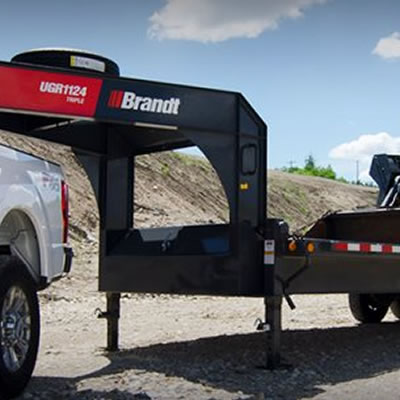 Picture of Brandt utility trailers. 