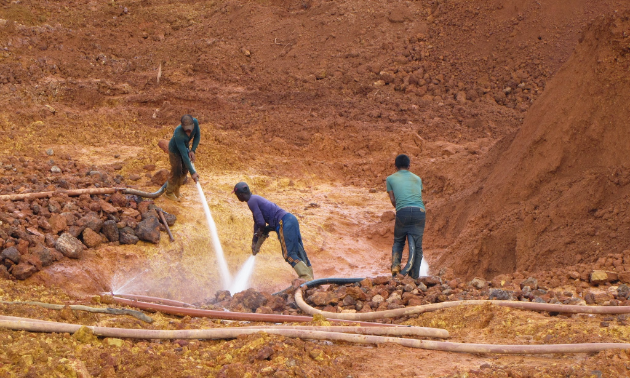 Guyanese small-scale miners at work