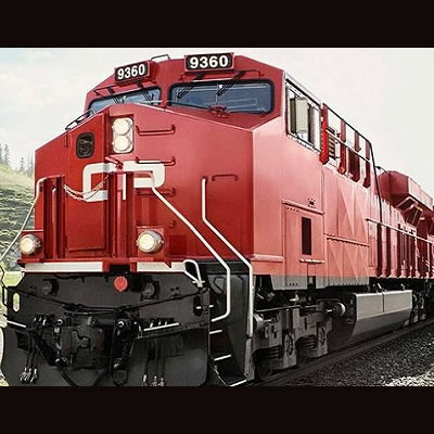 Close-up picture of CP rail train. 