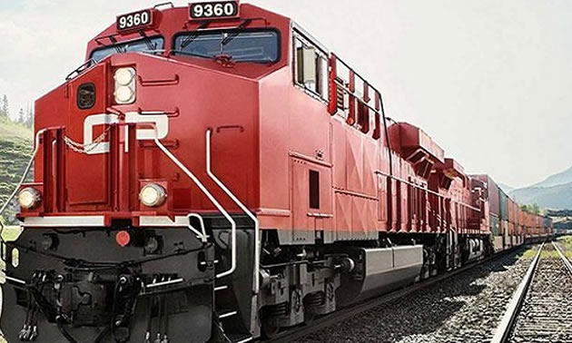 Close-up picture of CP rail train. 