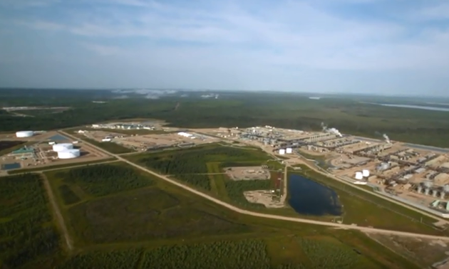 Aerial view of oil sands facility. 