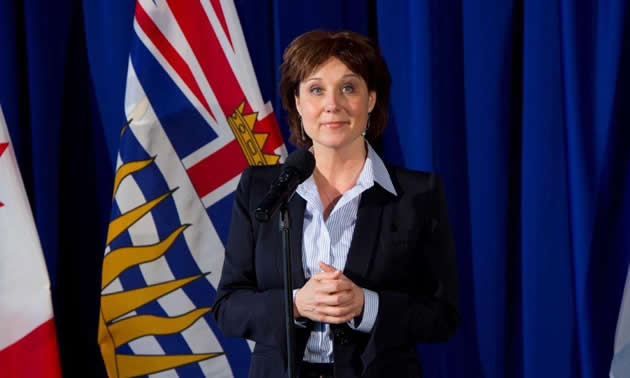 BC Premier Christy Clark at the Minister's announcement