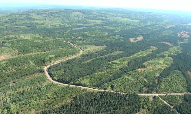 Aerial photo of Hinton plant location. 