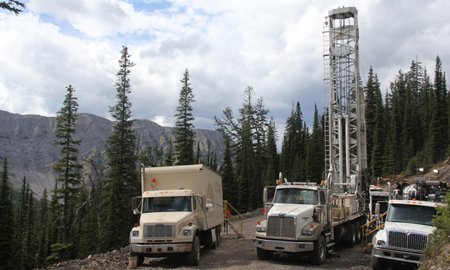 Drilling activity on-site at Crown Mountain during the summer of 2014