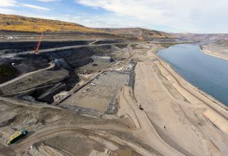 Aerial view of Site C Project construction