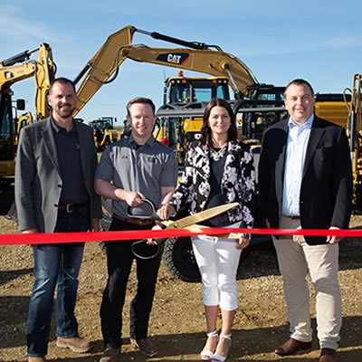 Opening of the Used Equipment Supercentre in Acheson, AB. Pictured above (l-r): GM, Alberta Core Industries, Darren Riley, Used Equipment Supercentre branch manager, Chris Ireton, Parkland County Business Development Officer, Robynn Holstein and SVP rental and strategy Jordan Reber.
