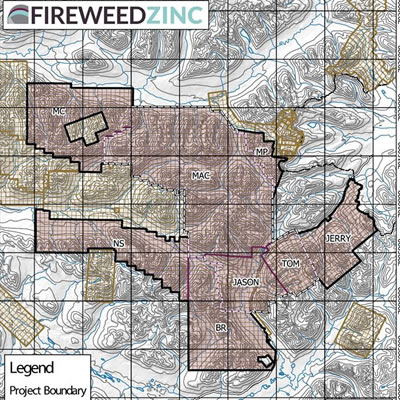 Fireweed Zinc property - new acquisitions map. 