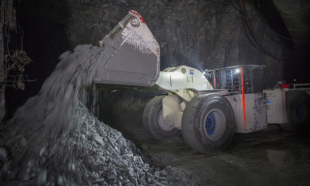 The Machine uses batteries only for its power and not diesel.IAMGOLD mining operation in Rouyn Quebec Canada. 
