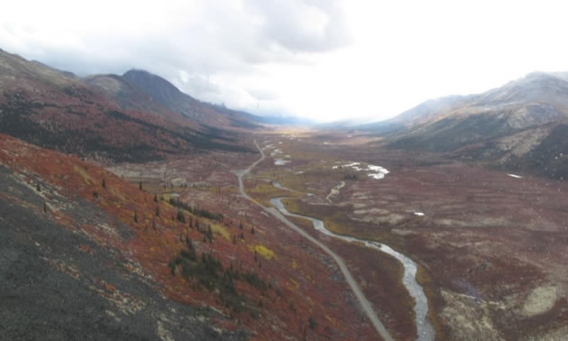 An aerial view of the Golden Culvert Project site in Canada's Yukon. 