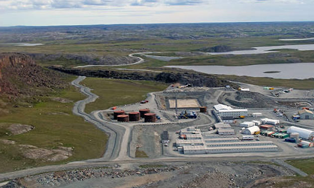An aerial view of the Hope Bay mine, located in Nunavut, Canada. 