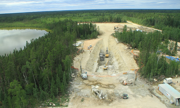 Aerial view of work site