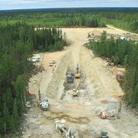 Aerial view of work site