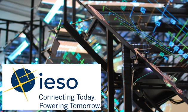 Logo of IESO and graphic of electrical panel in background. 