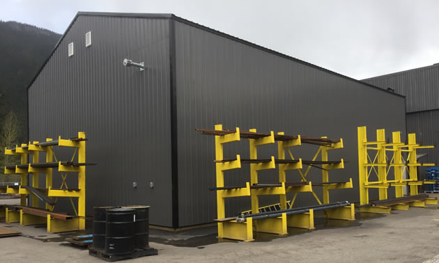 Metal and supply storage for the company. 