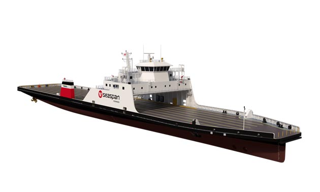 Rendering of the new Seaspan Ferries LNG-battery hybrid ferries that will integrate 2 MWh energy storage system from Corvus Energy to reduce fuel consumption and emissions.