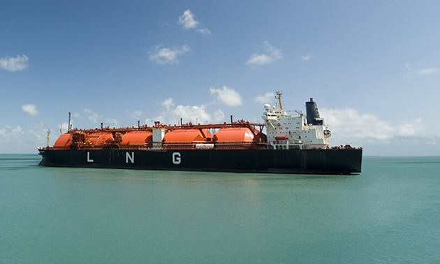 LNG tanker in ocean. 