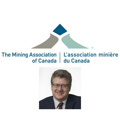 Logo for Mining Association of Canada, and picture of Gordon Stothart. 