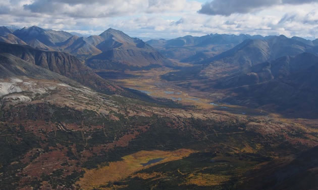Aerial view of the Macmillan Pass Project in Yukon, Canada. 