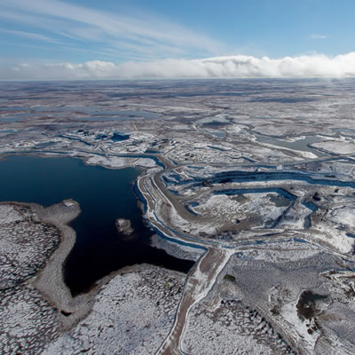 An aerial view of Gahcho Kué, the world's largest new diamond mine. 