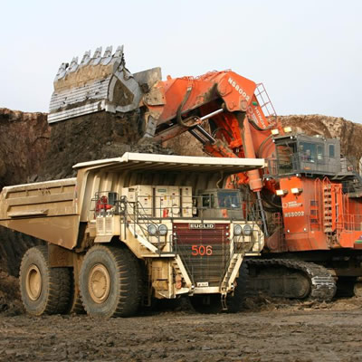 Heavy construction and mining equipment. 