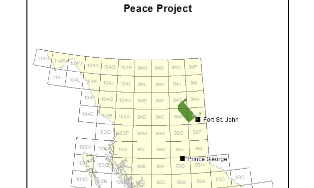 A graphic of the Geoscience BC Peace Project. 