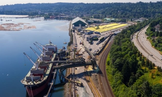 K+S Potash Canada's handling and storage facility at Pacific Coast Terminals in Port Moody, B.C. 