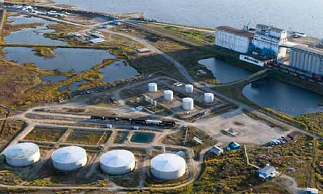 Aerial view of the Port of Churchill. 