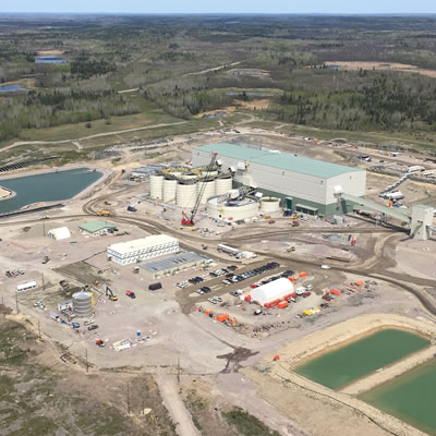 An aerial view of the facilities at New Gold's Rainy River Gold Project is shown.