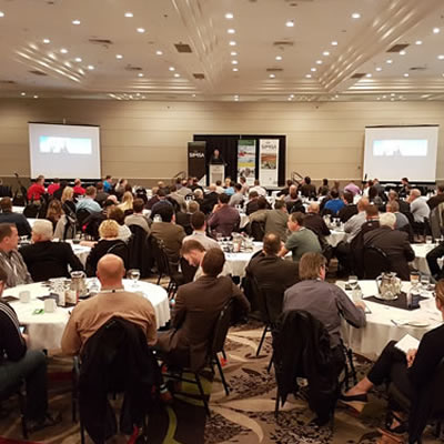 A photo of people at a conference from the Saskatchewan Oil and Gas Supply Chain Forum in October 2017.