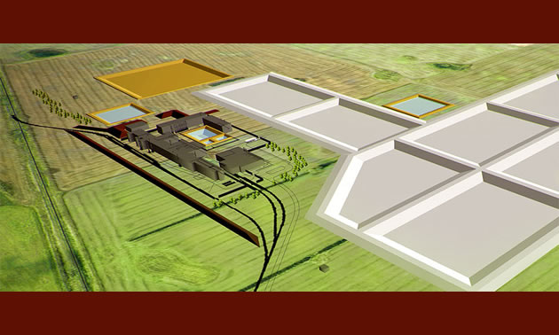 A CAD rendering of the $200-million metals processing plant to be built in the heart of the prairie province.