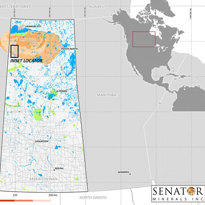 Map of site projects in Athabasca Basin. 