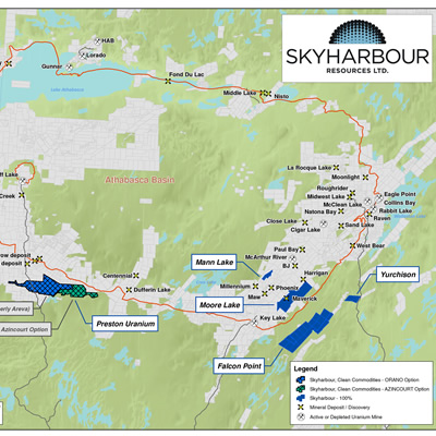Skyharbour’s Uranium Project Map in the Athabasca Basin. 