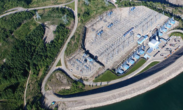 Aerial view of W.A.C. Bennett reservoir. 