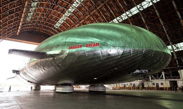 The Aeroscraft concludes flight testing and returns to the decommissioned WWII era hangar in which it is housed. 