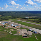 An aerial view of the Northern Rockies Regional Airport