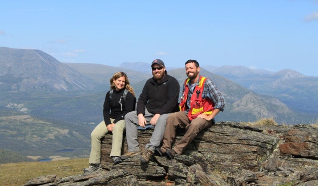 Andy Radell with two workmates at Dublin Gulch in the Yukon.