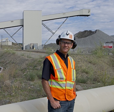 Andrew Cooper in front of the New Afton Mine located near Kamloops, B.C.